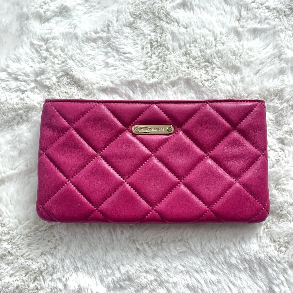 Michael Kors Quilted Leather Shoulder Bag Convertible Clutch w/ Removable Strap